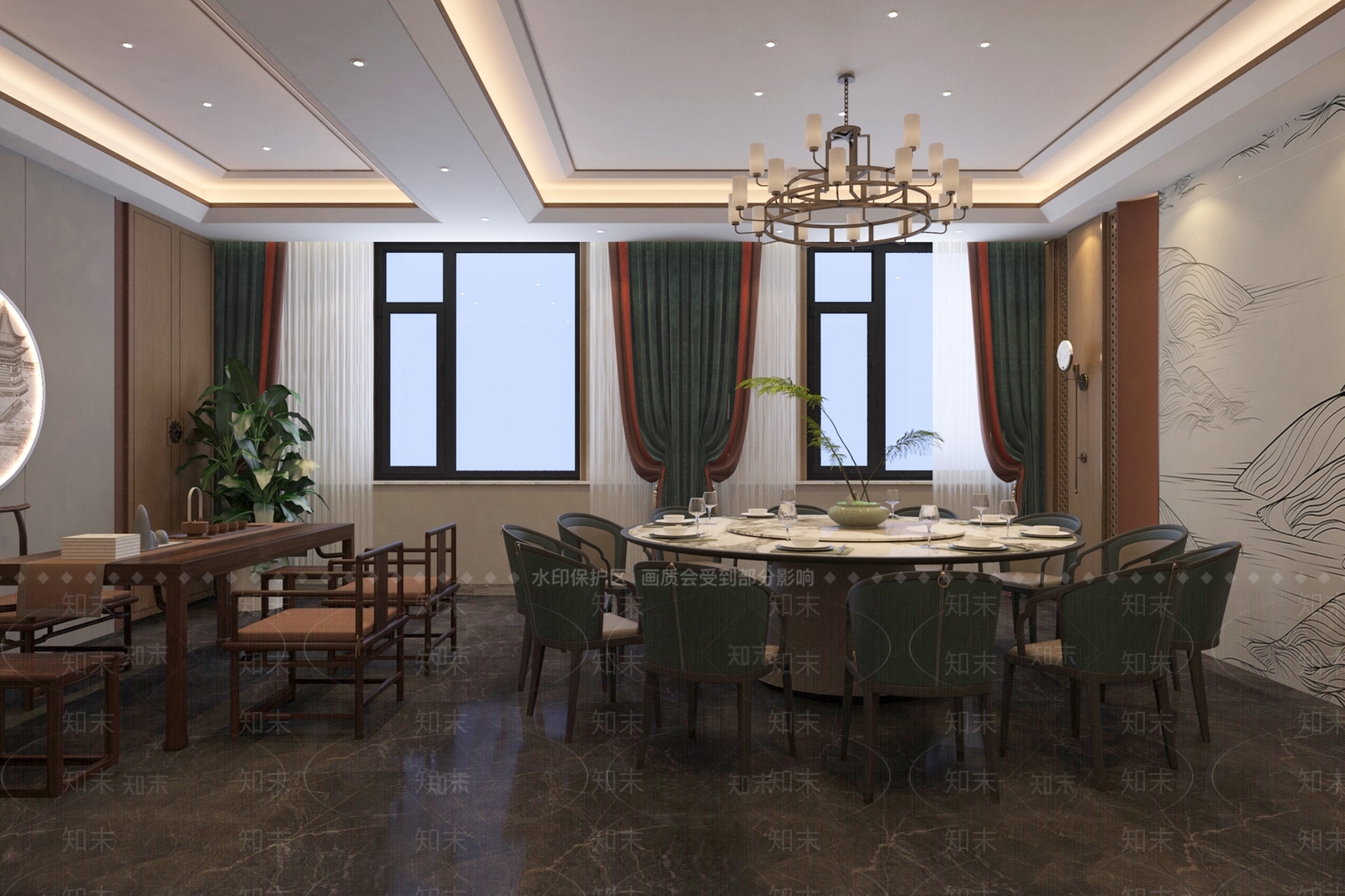 新中式现代包厢3D模型下载【ID:1193152148】