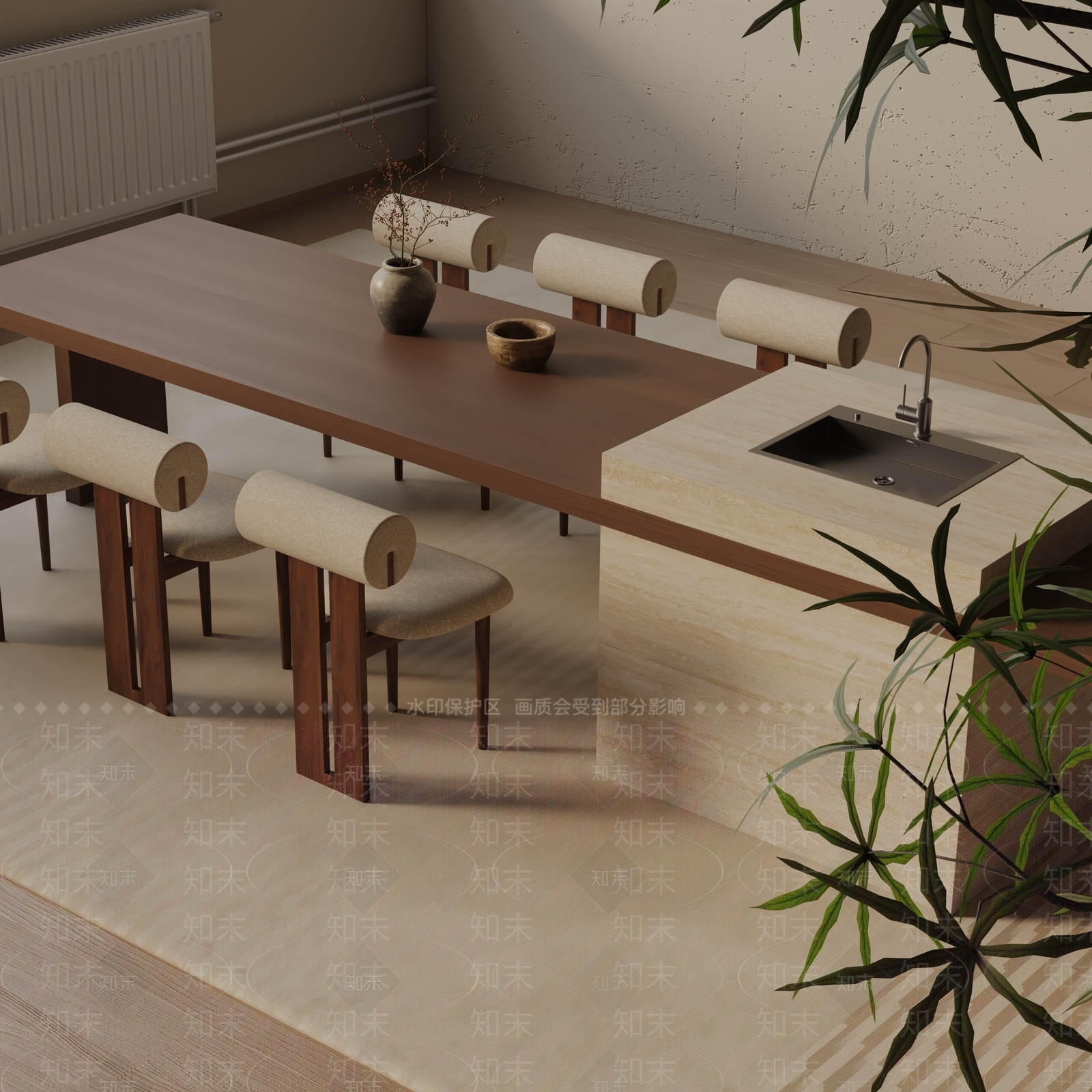 现代餐桌3D模型下载【ID:1193152916】