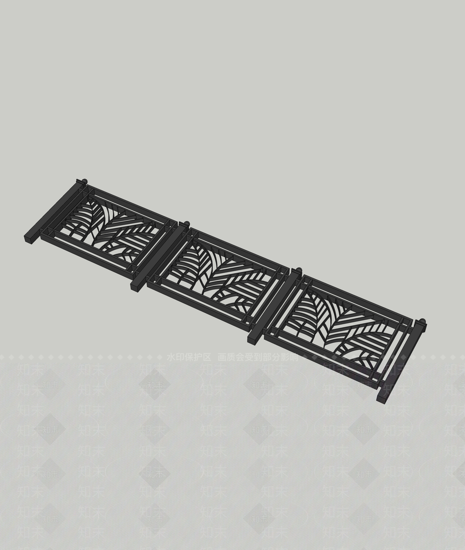 现代围栏护栏SU模型草图