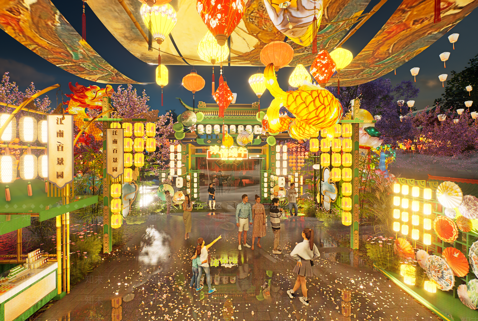 新中式中式端午节美陈SU模型下载【ID:1193155259】