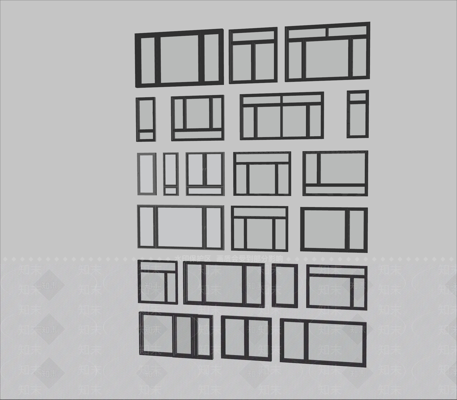 现代极简窗户组合SU模型下载【ID:1193156164】