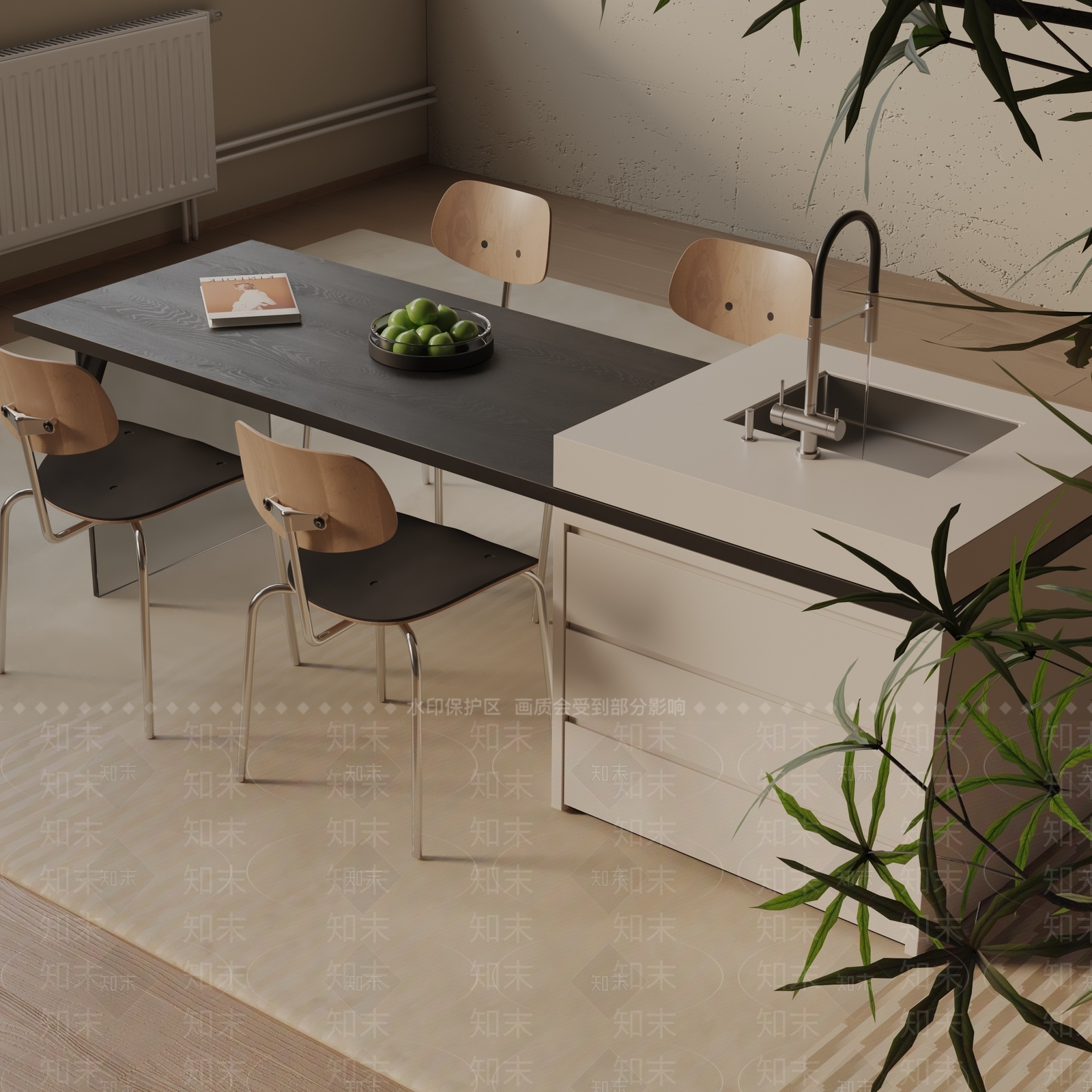 现代餐桌3D模型下载【ID:1193159187】