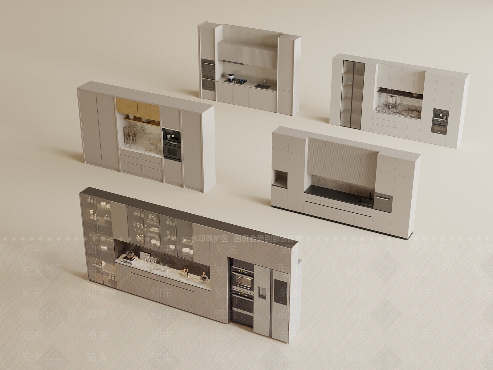 现代餐边柜3D模型下载【ID:1193159822】