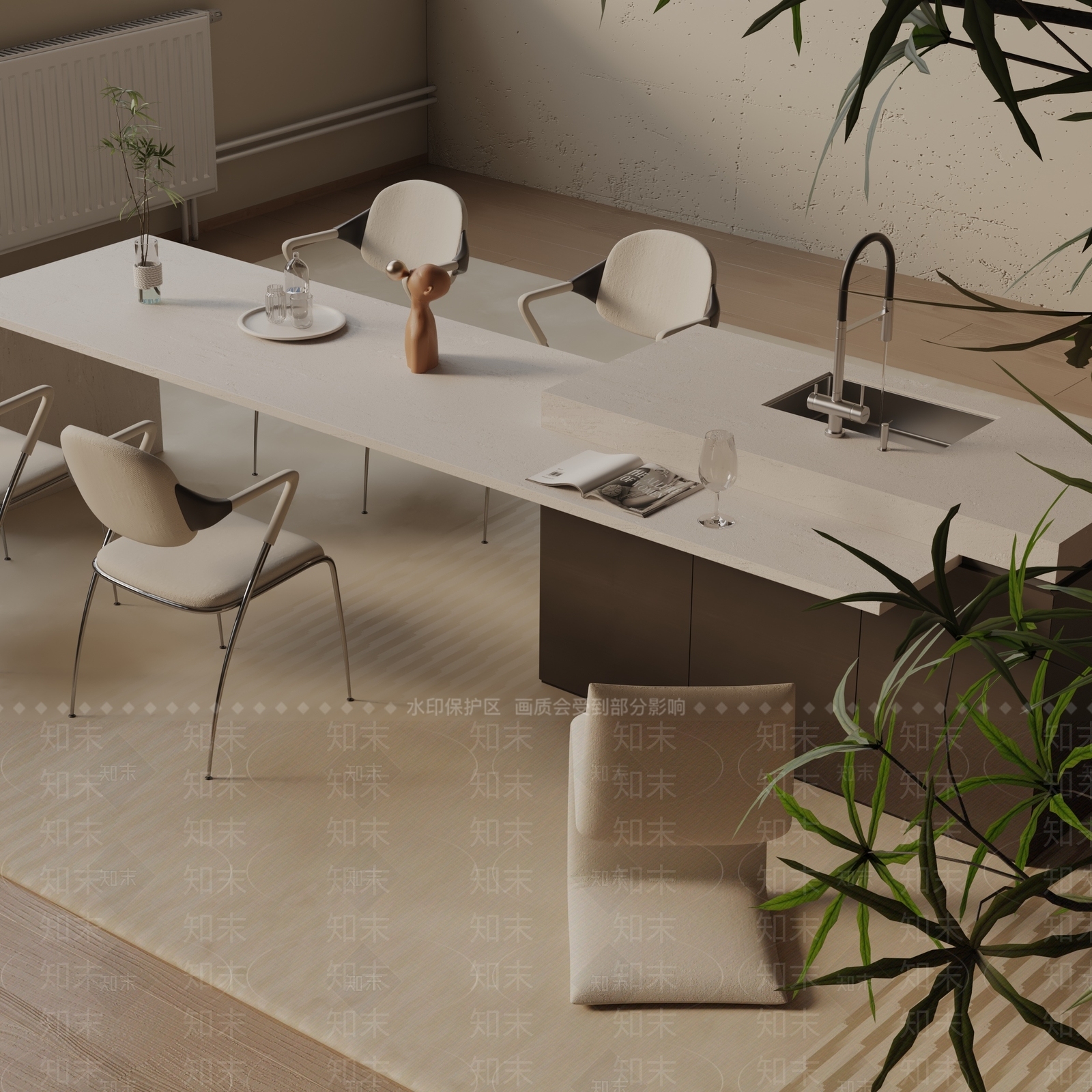现代餐桌3D模型下载【ID:1193159509】