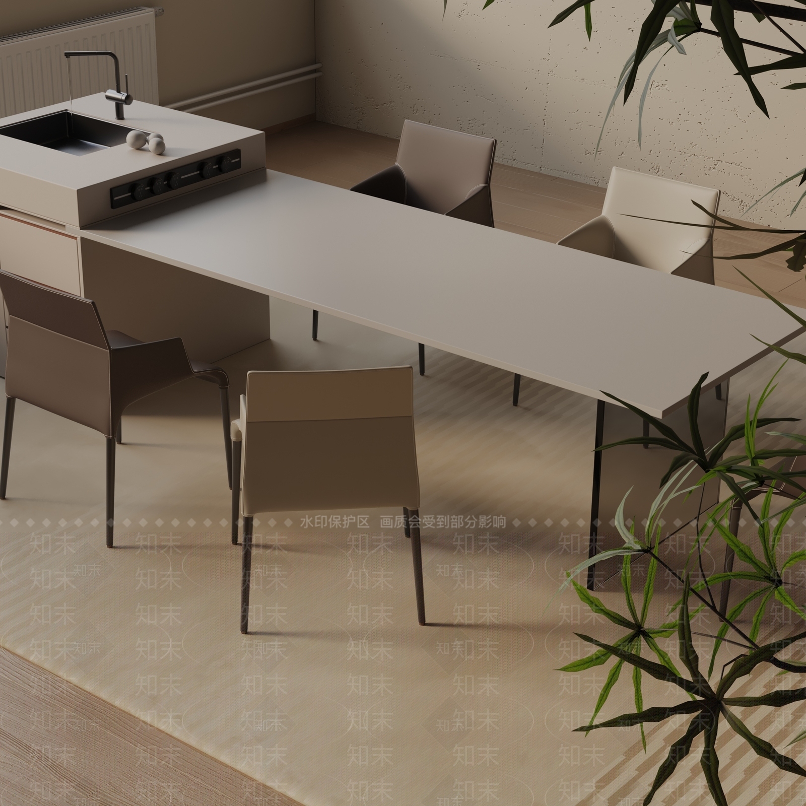 现代餐桌3D模型下载【ID:1193162248】