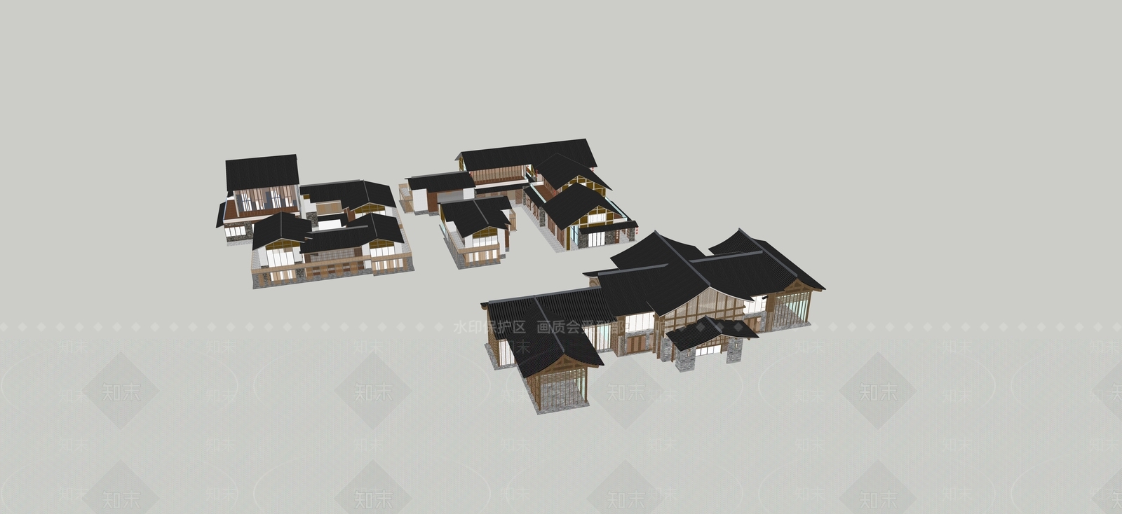 现代民宿建筑SU模型下载【ID:1193162467】