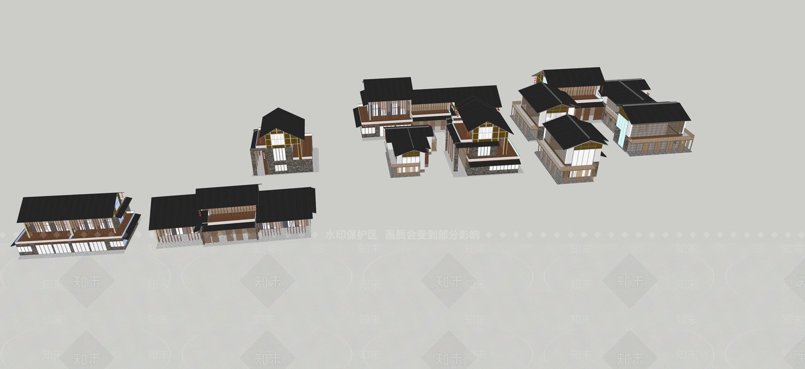 现代民宿建筑SU模型下载【ID:1193163257】