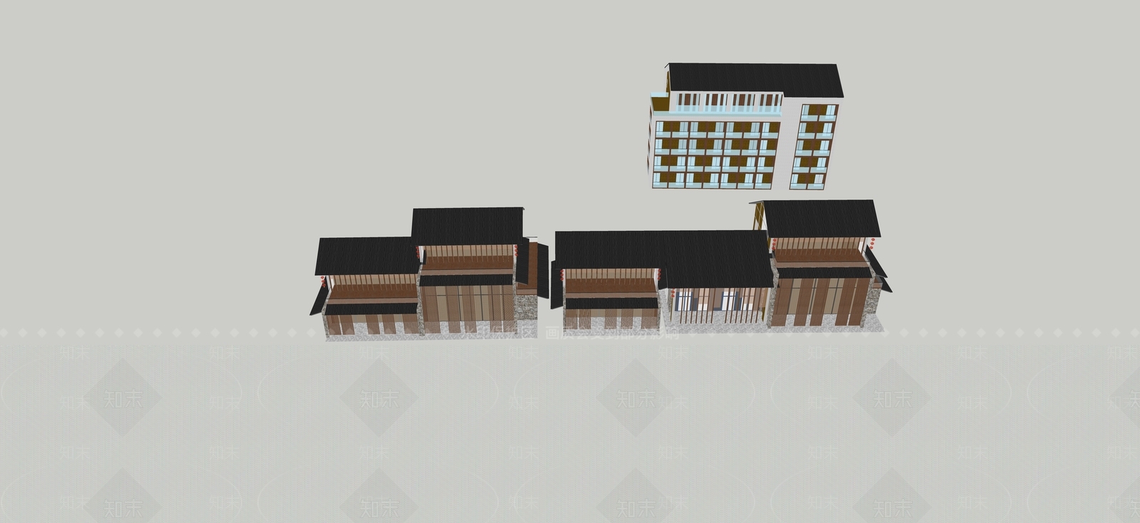 现代民宿建筑SU模型下载【ID:1193163452】