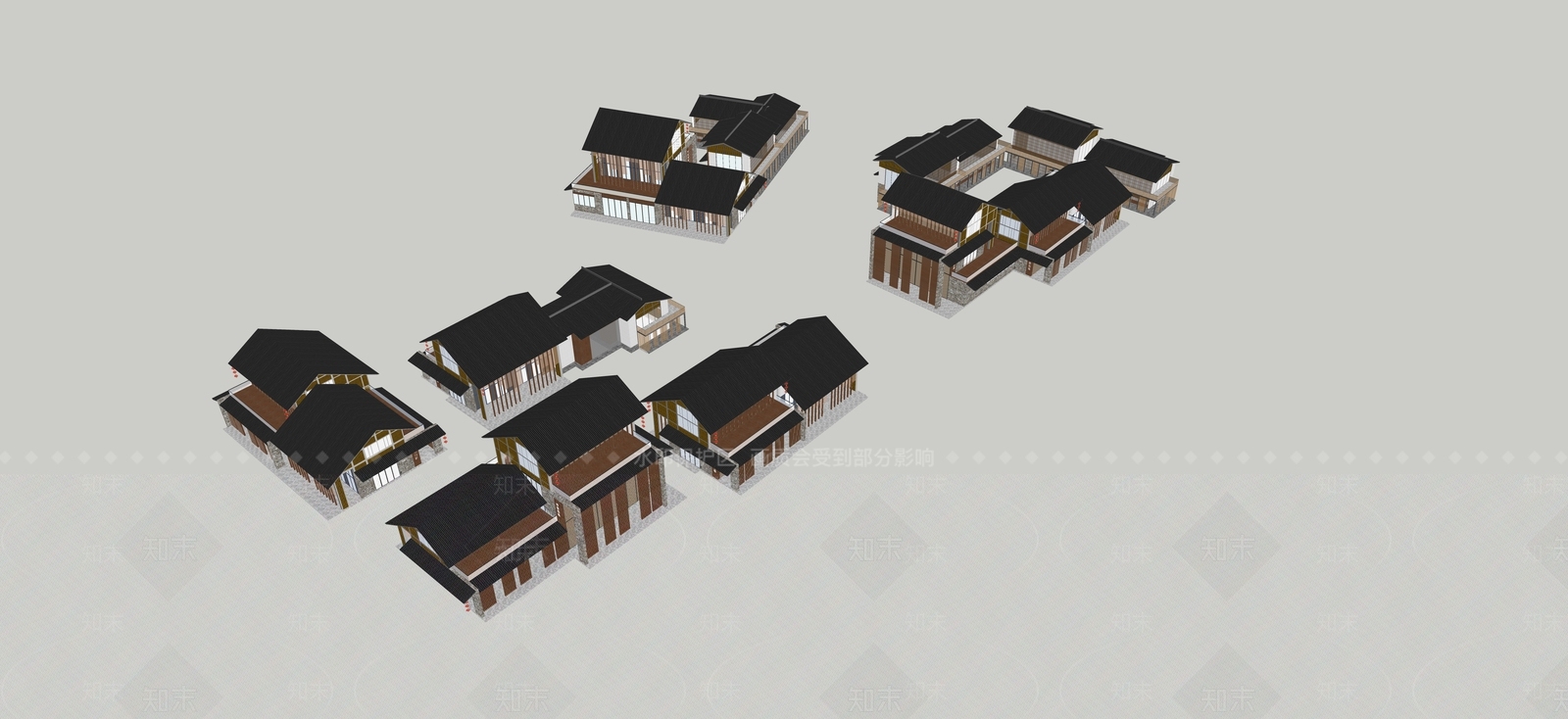现代民宿建筑SU模型下载【ID:1193163904】