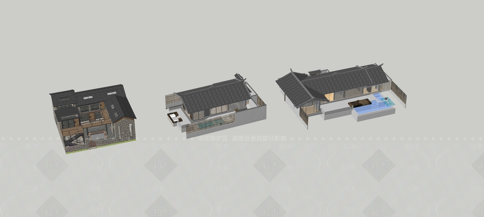 现代民宿建筑SU模型下载【ID:1193164341】