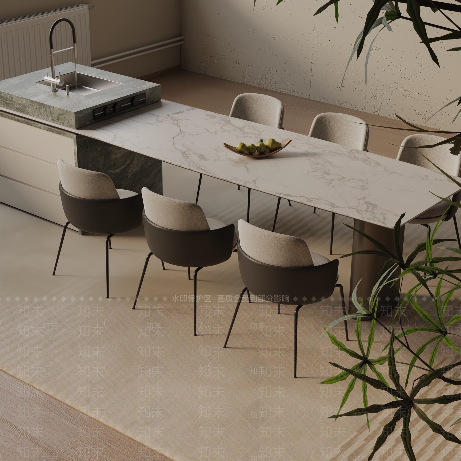 现代餐桌3D模型下载【ID:1193166174】