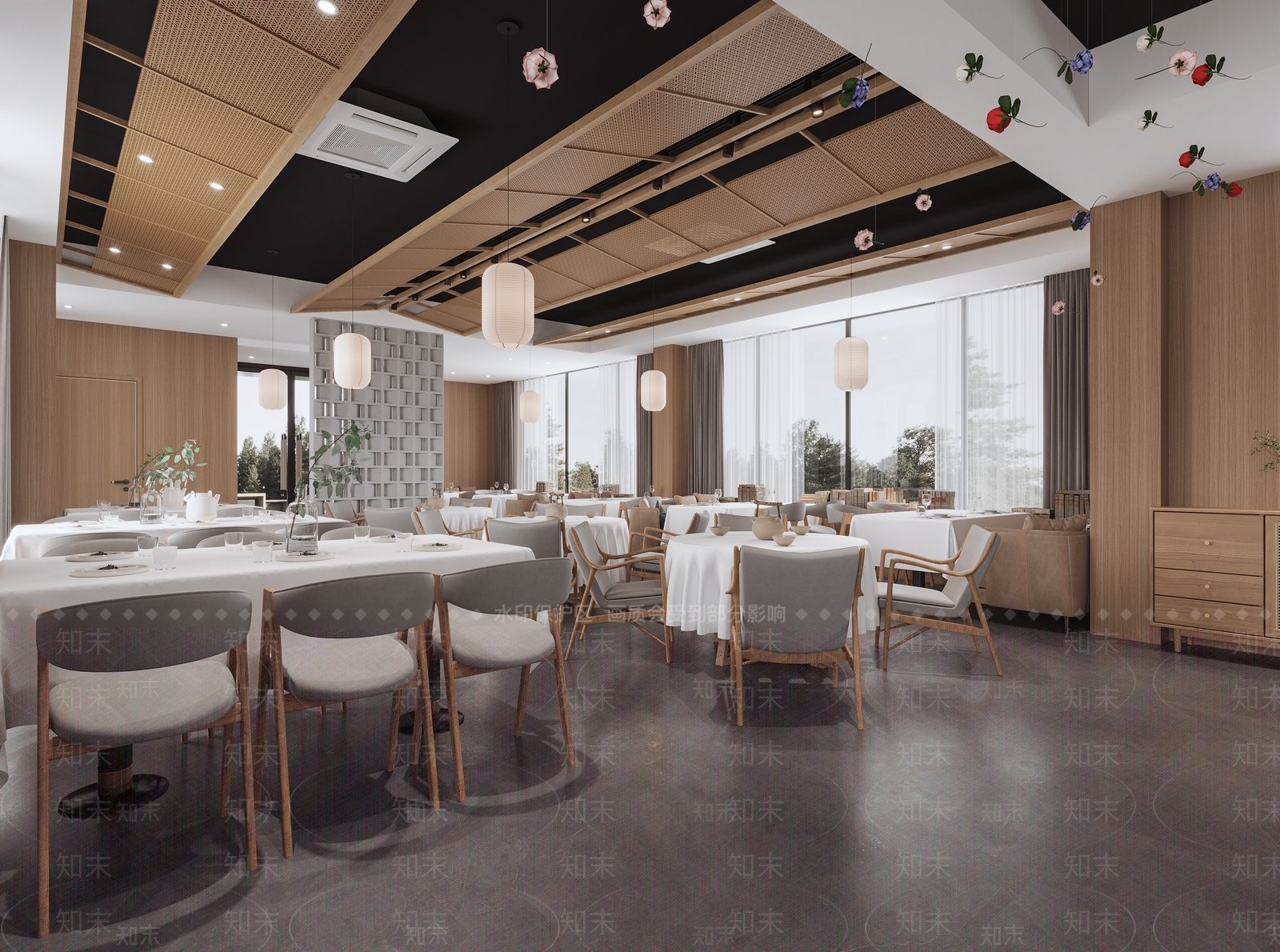 现代中餐厅3D模型下载【ID:1193174437】