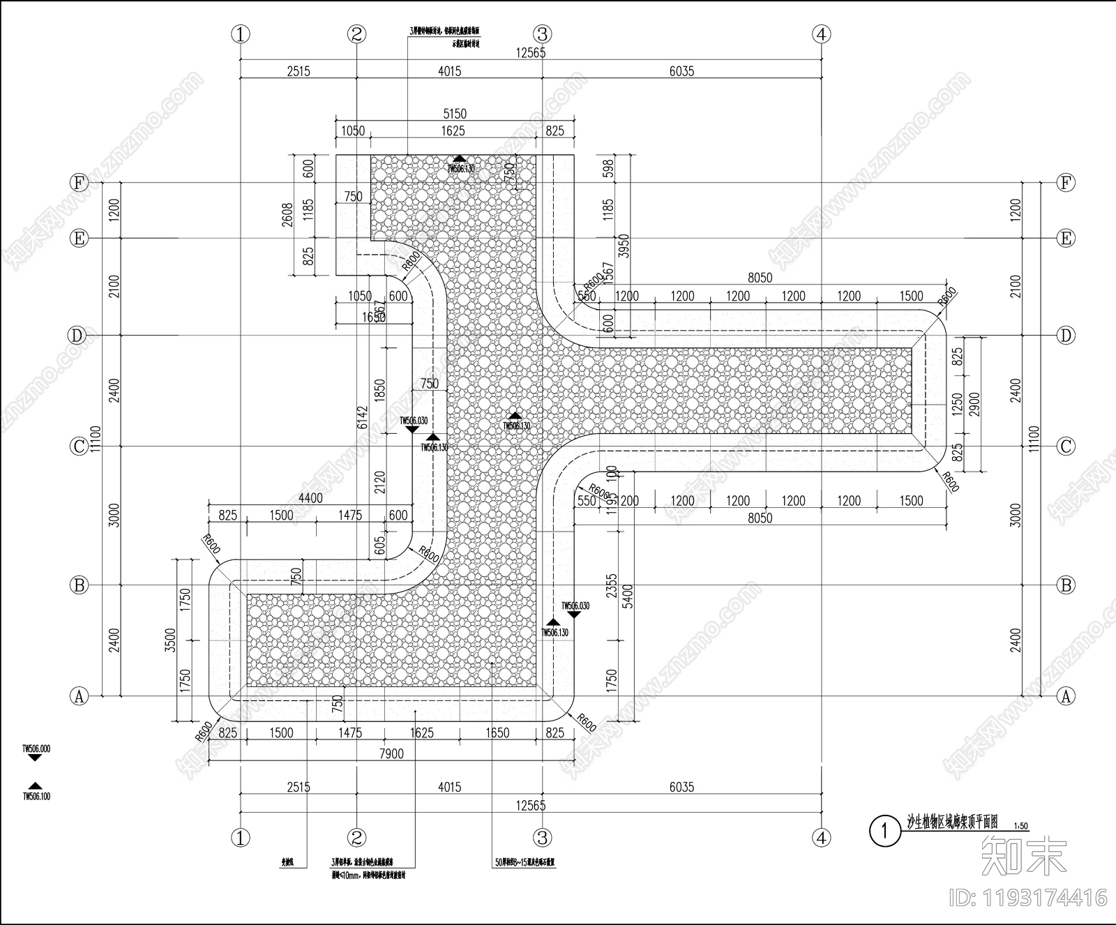 轻奢新中式廊架cad施工图下载【ID:1193174416】
