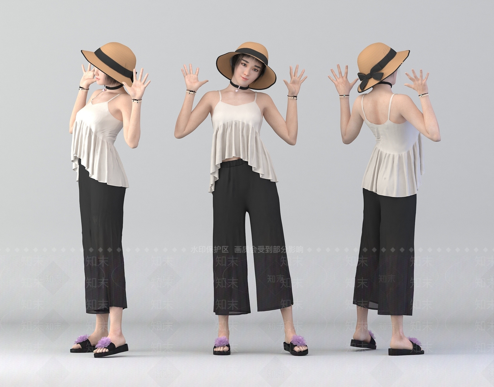 现代休闲美女3D模型下载【ID:1193176271】