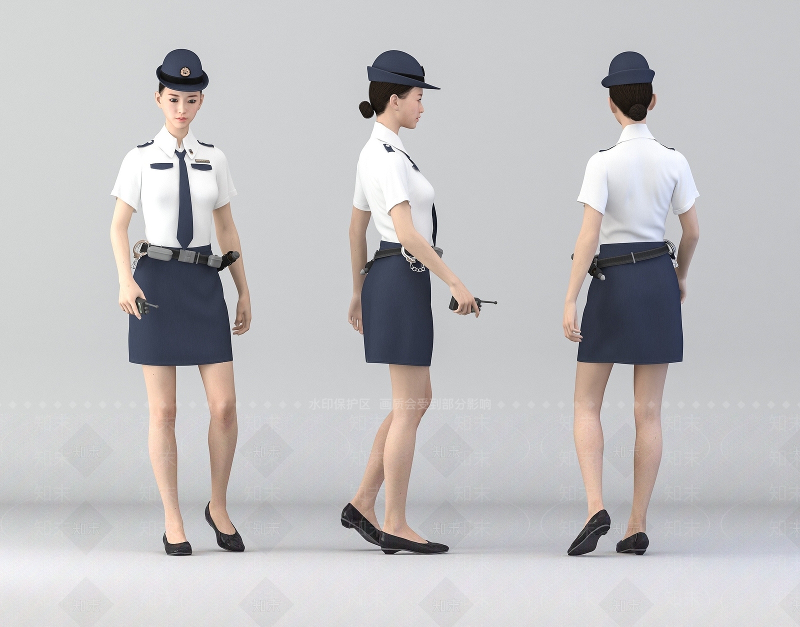 现代女警察3D模型下载【ID:1193177955】