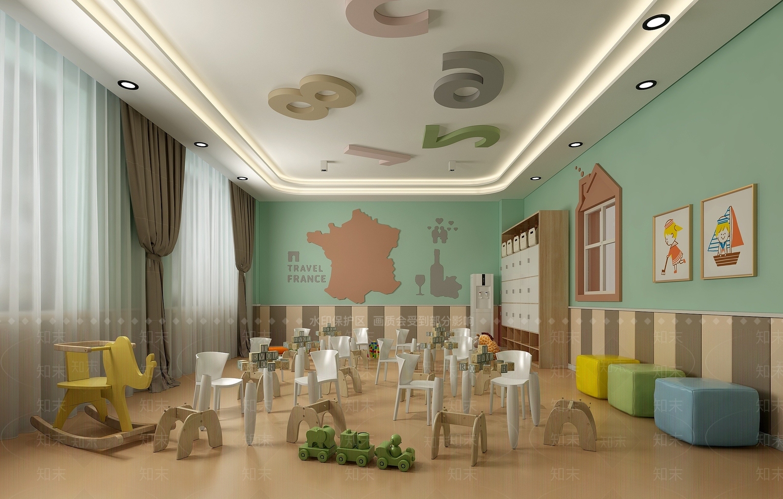 现代幼儿园教室3D模型下载【ID:1193178839】