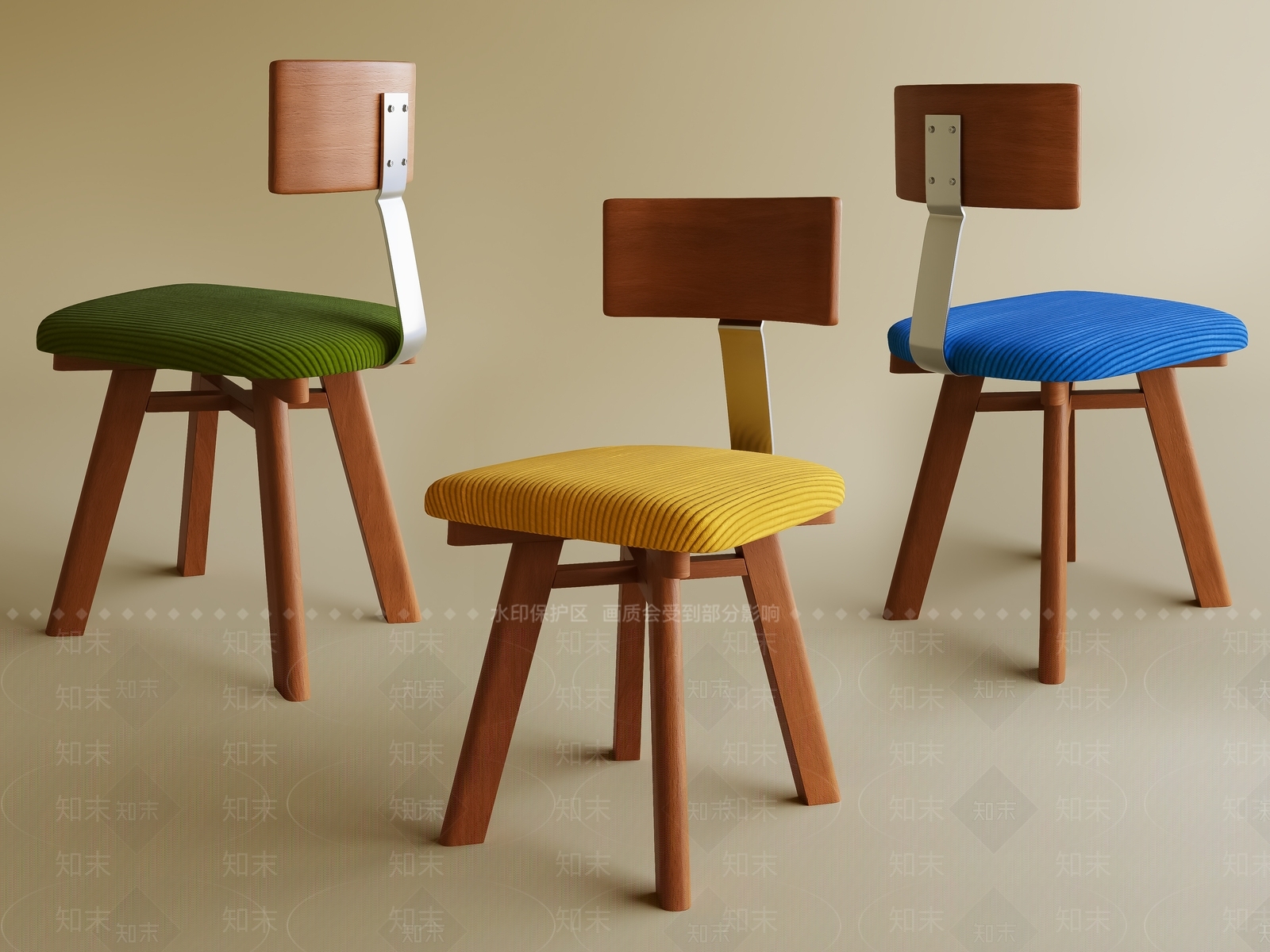 现代原木餐椅SU模型下载【ID:1193180107】