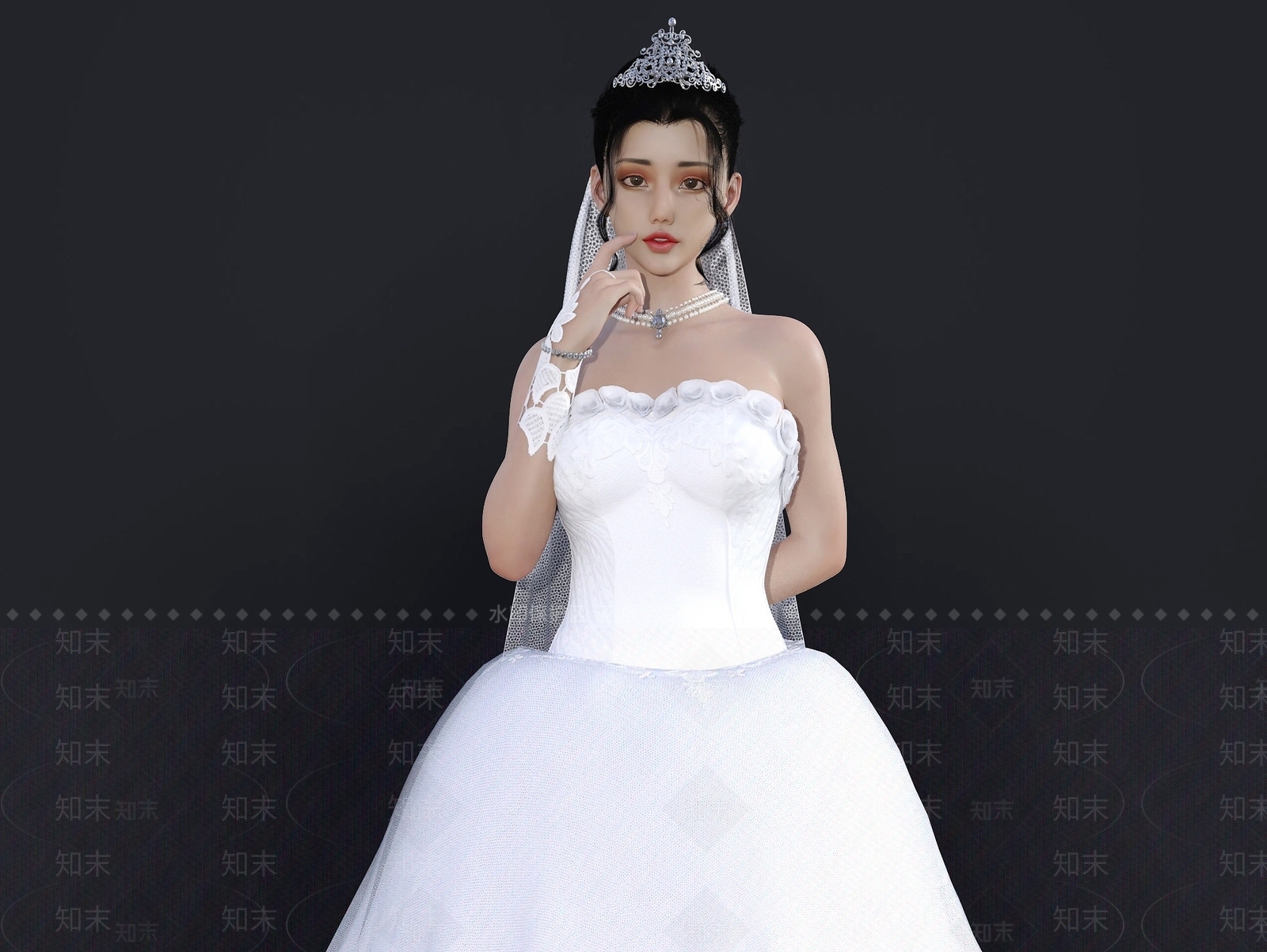 现代婚纱新娘3D模型下载【ID:1193183761】