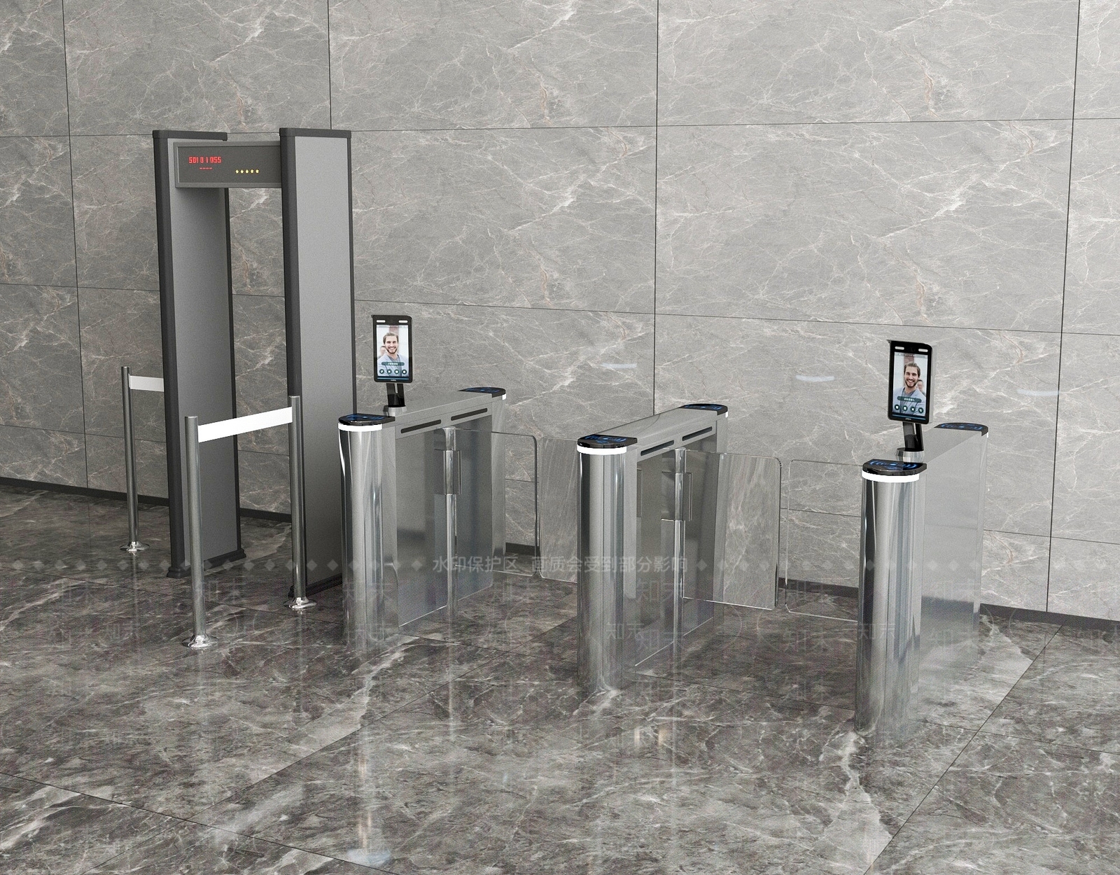 现代大堂安检闸机3D模型下载【ID:1193184409】