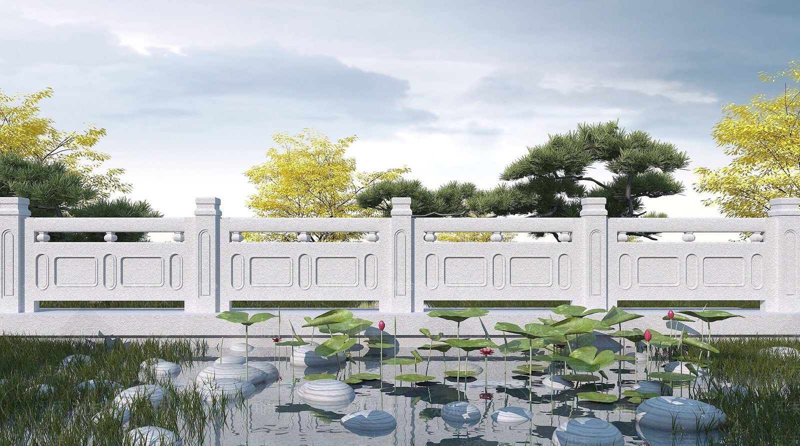 中式栏杆3D模型下载【ID:1193187847】