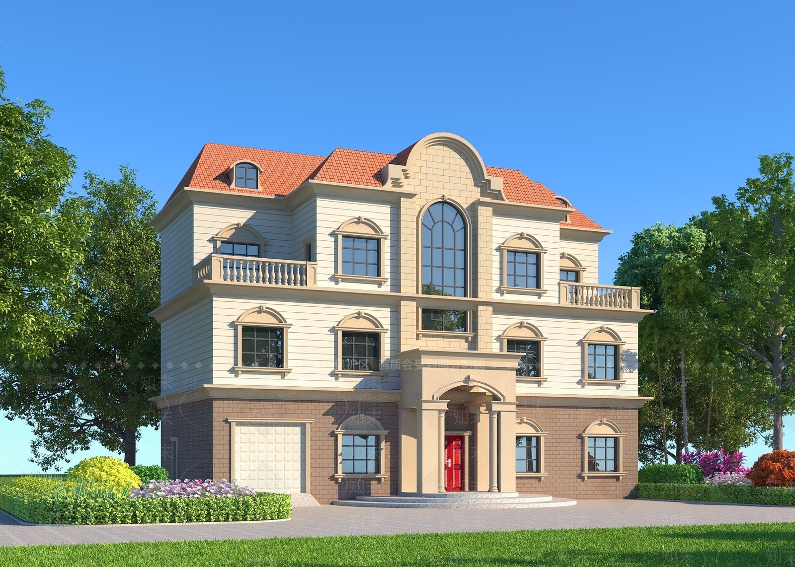 简欧别墅外观3D模型下载【ID:1193188131】