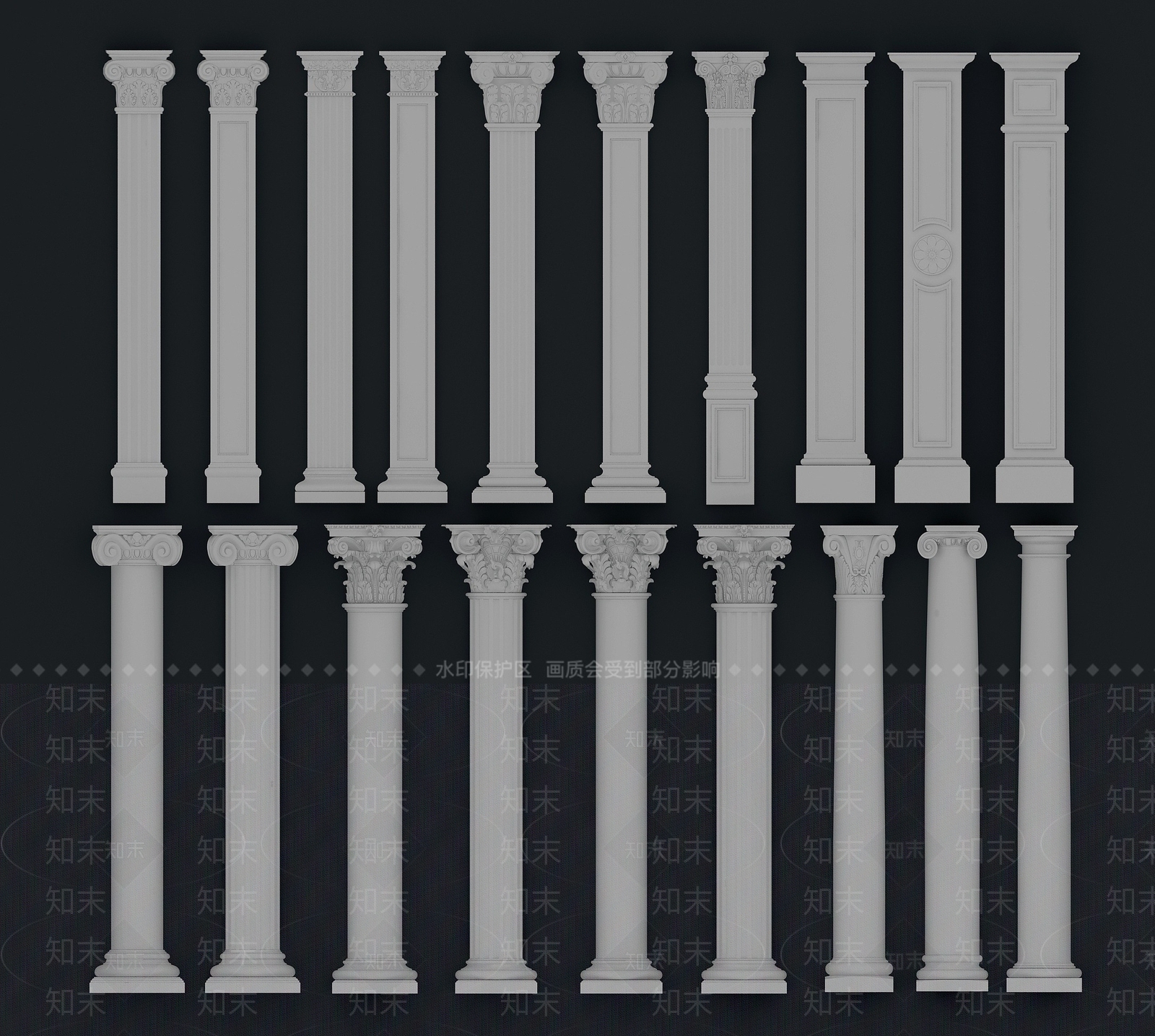 欧式古典欧式雕花罗马柱3D模型下载【ID:1193190342】