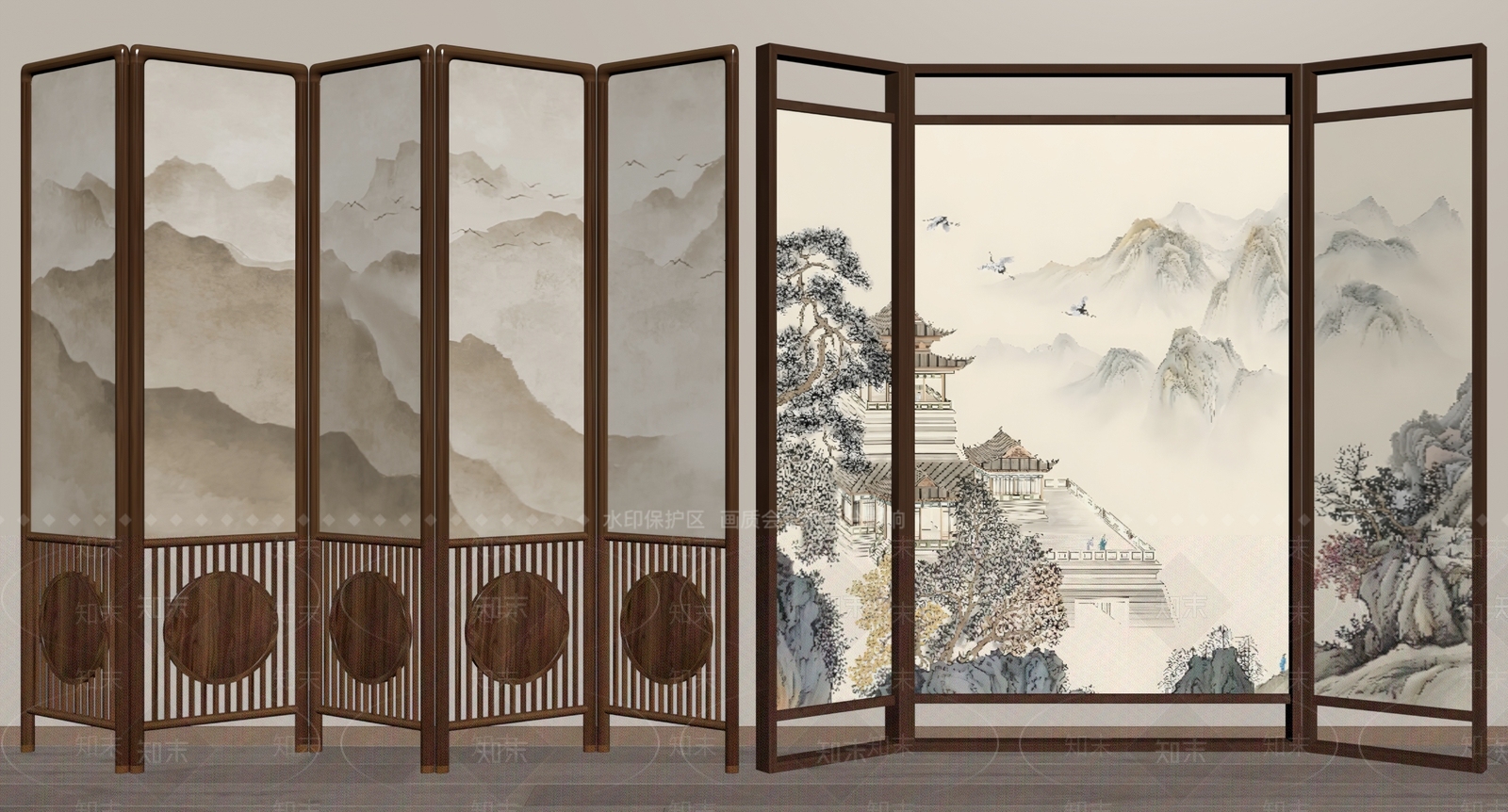 新中式屏风SU模型下载【ID:1193198032】