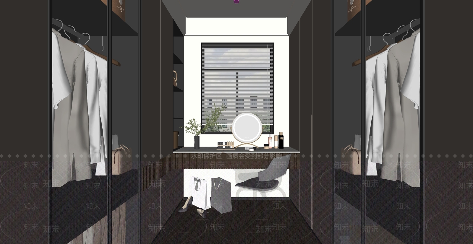 现代衣帽间SU模型下载【ID:1193205395】
