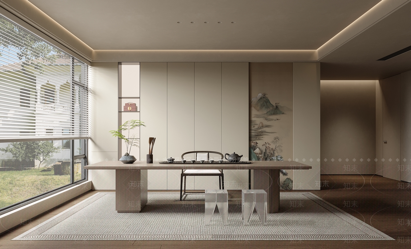 新中式茶室SU模型下载【ID:1193206024】