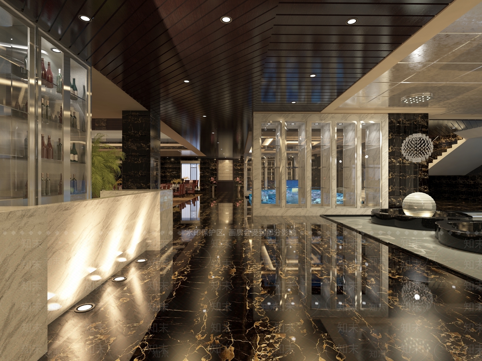 现代轻奢西餐厅3D模型下载【ID:1193207429】