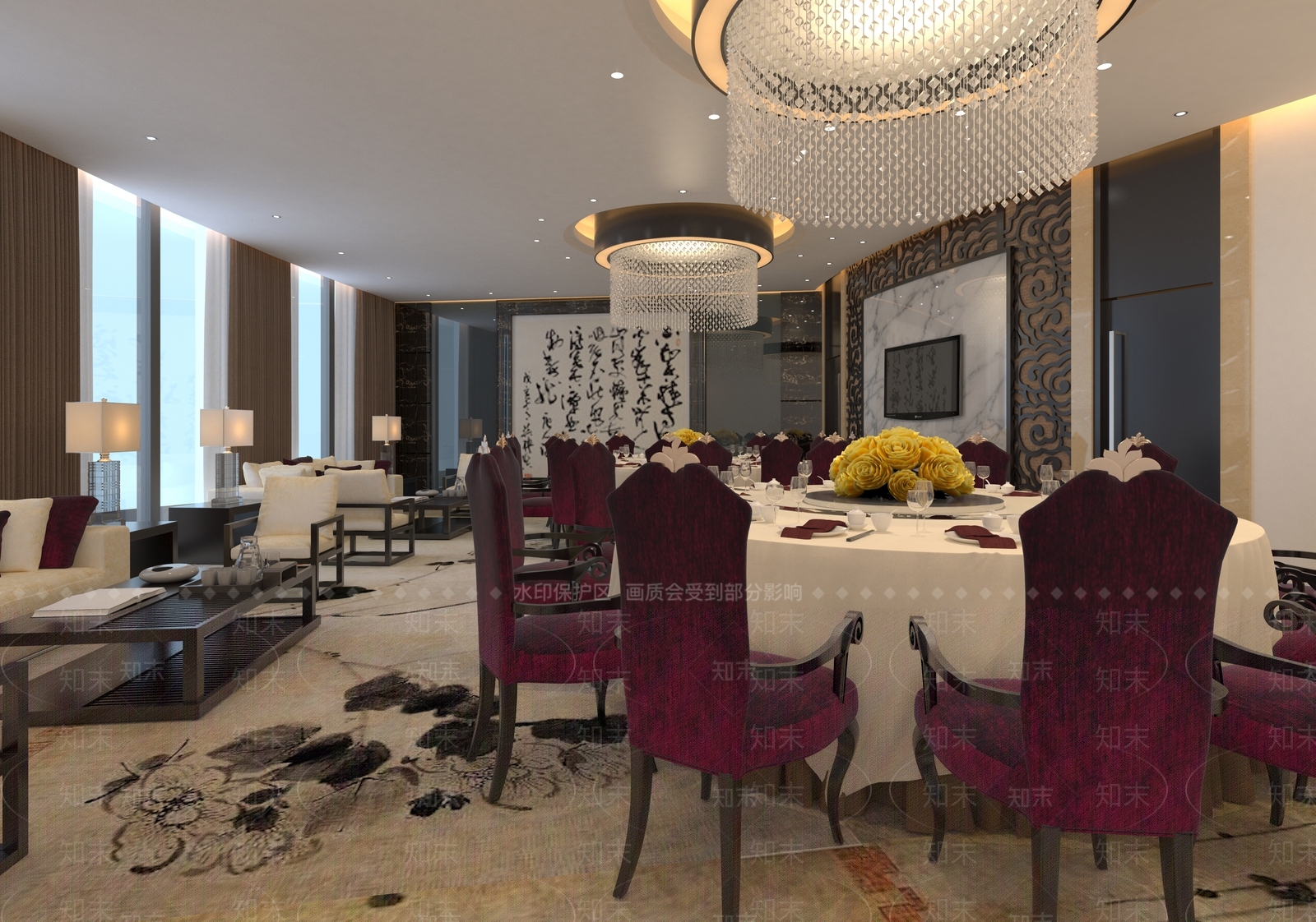 现代新中式包厢3D模型下载【ID:1193208081】