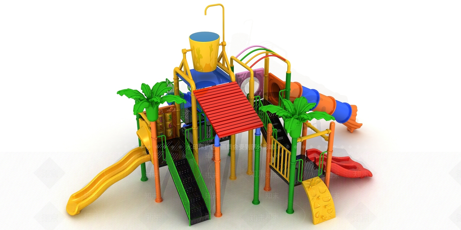 现代游乐设备儿童滑梯3D模型下载【ID:1193220581】