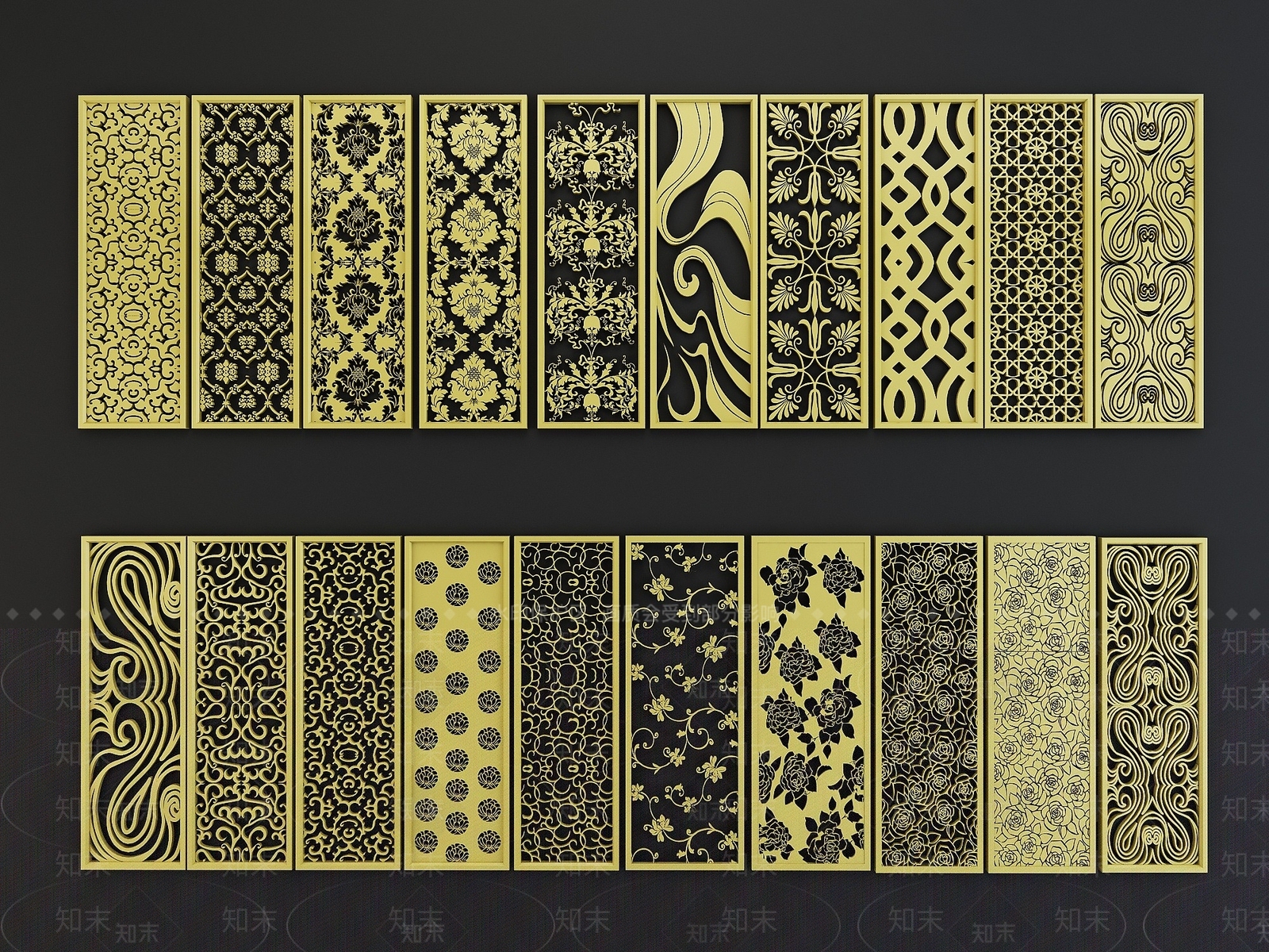 欧式古典欧式花格屏风隔断3D模型下载【ID:1193220880】