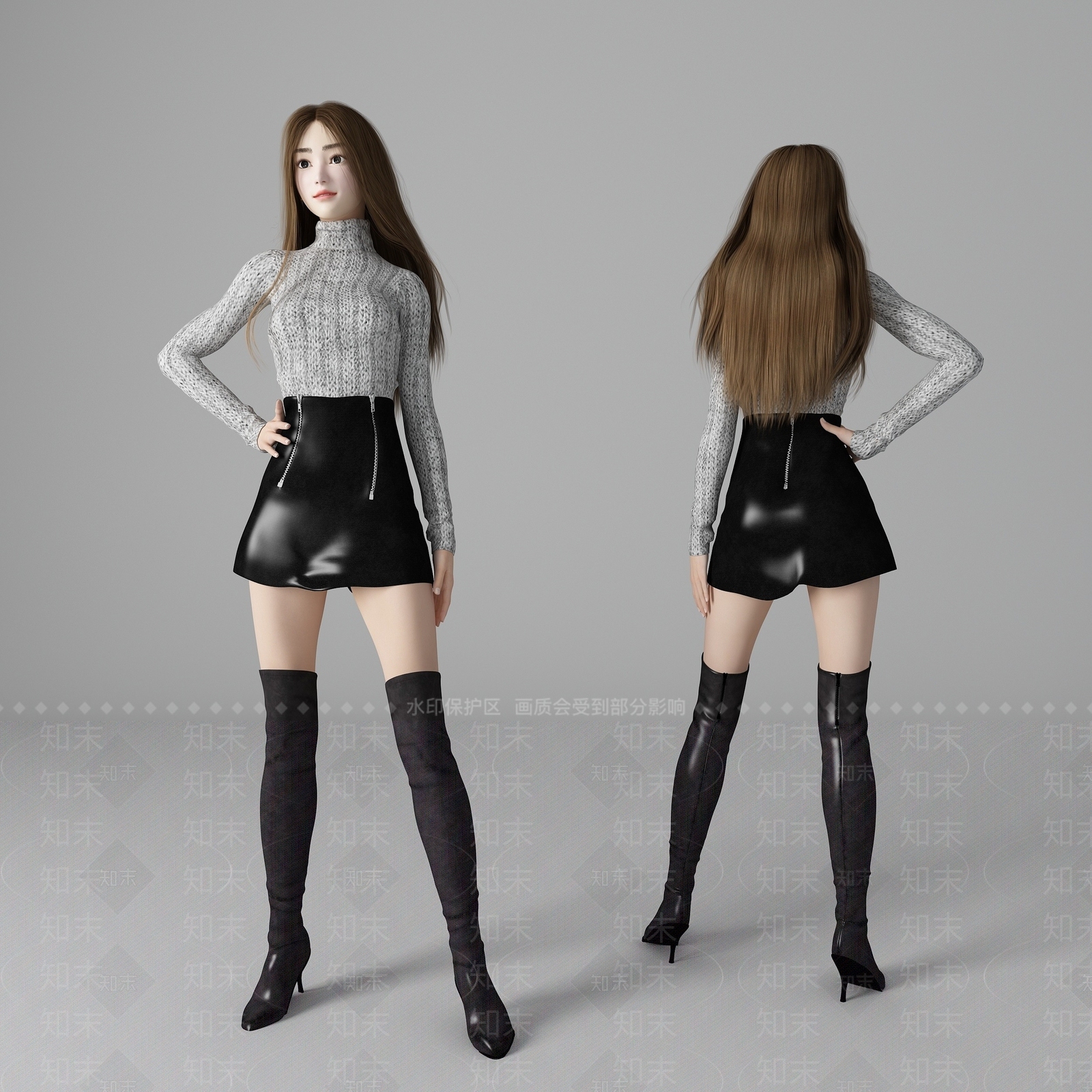 现代风格性感美女人物3D模型下载【ID:1193221418】