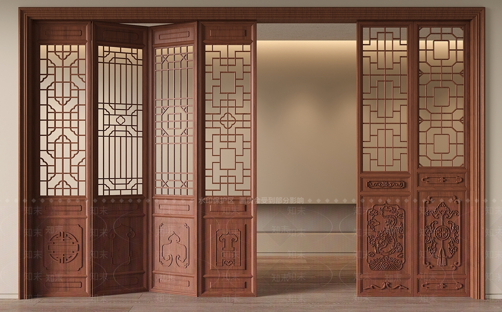 中式折叠门3D模型下载【ID:1193222689】