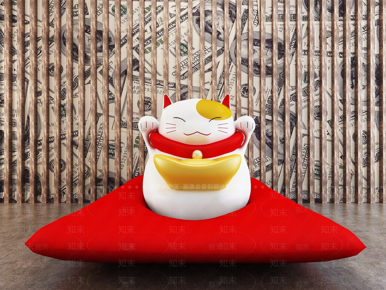 日式招财猫装饰摆件3D模型下载【ID:1193223062】