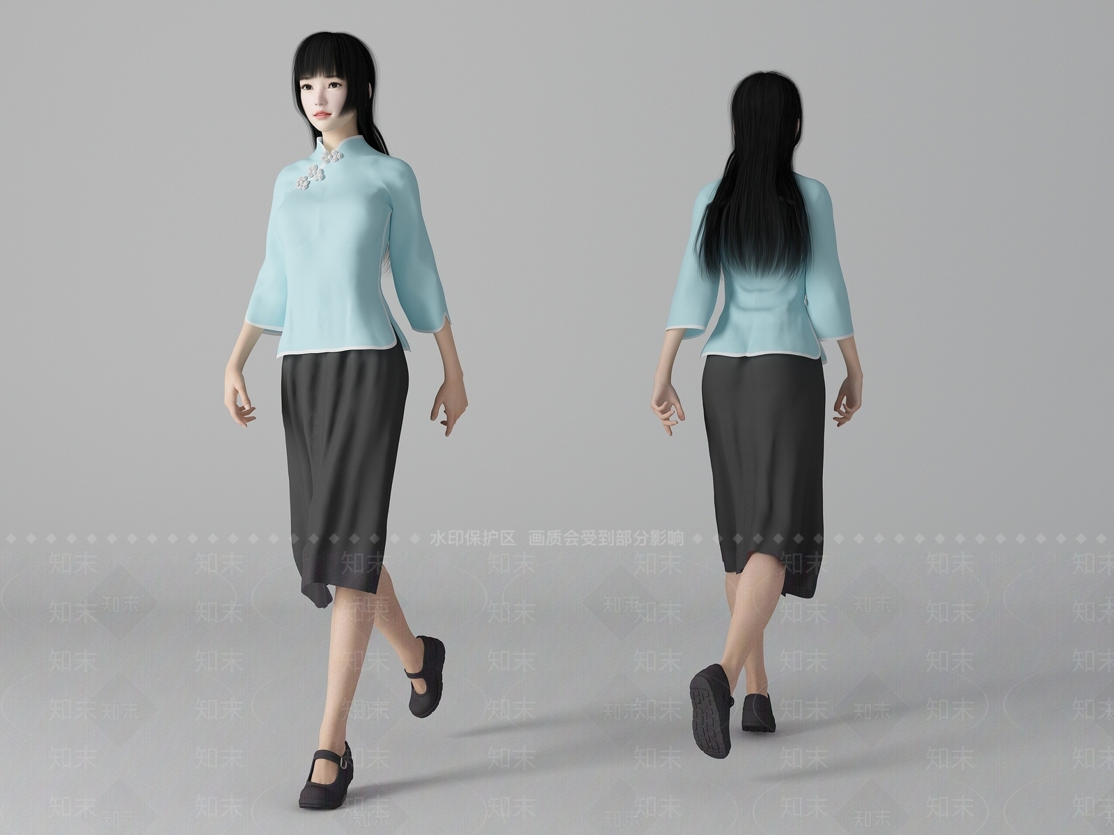现代风格民国女生美女人物3D模型下载【ID:1193223395】