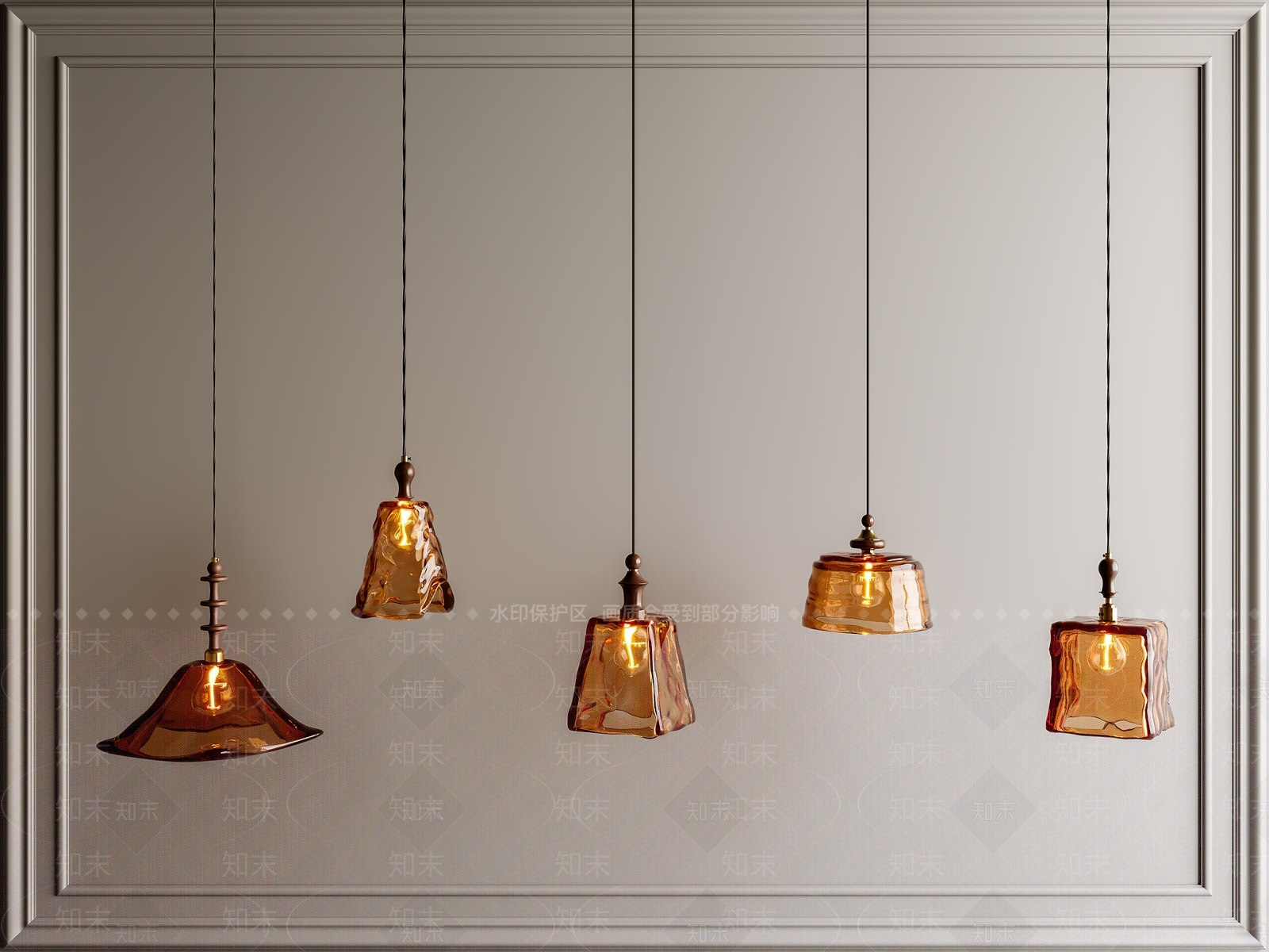 复古中古吊灯SU模型下载【ID:1193224074】