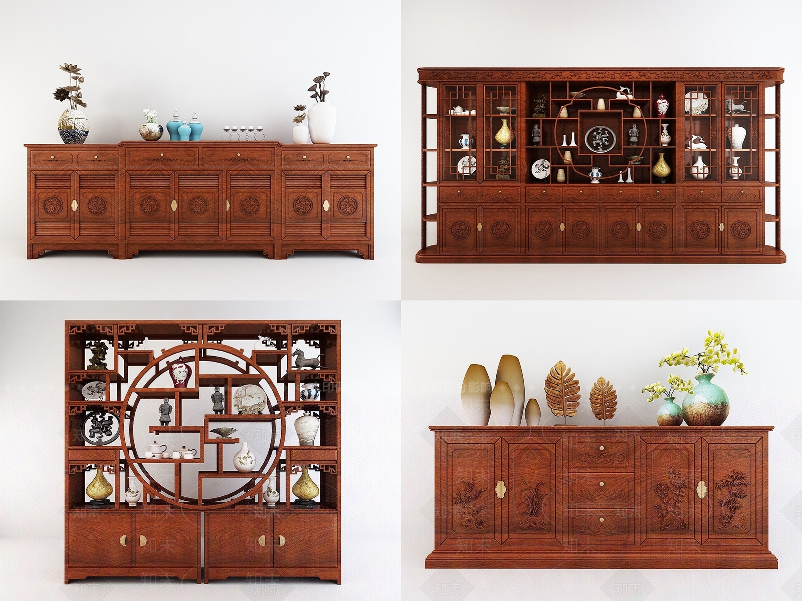 中式花梨实木酒柜博古架3D模型下载【ID:1193224578】