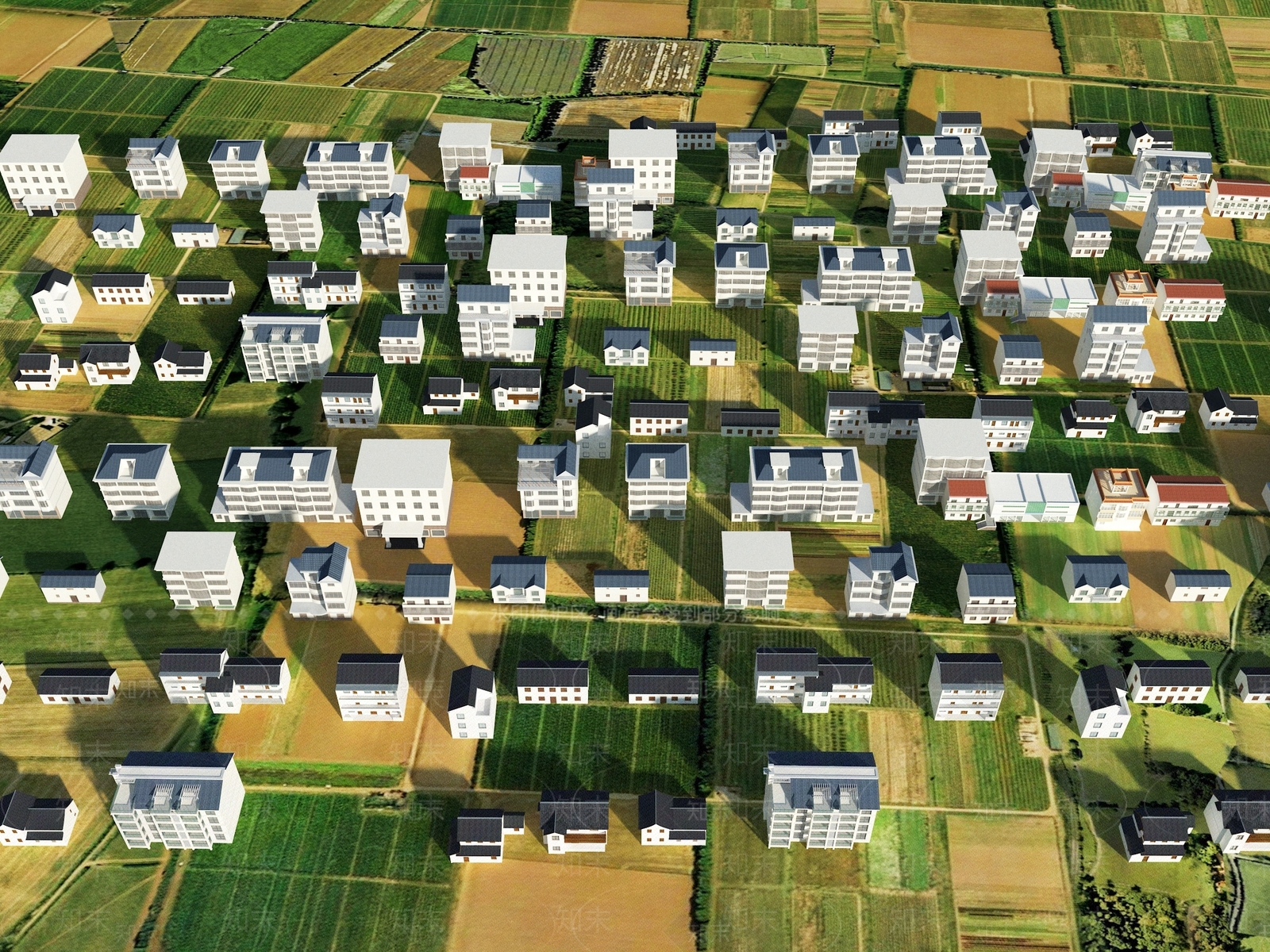 现代新中式鸟瞰规划3D模型下载【ID:1193225229】