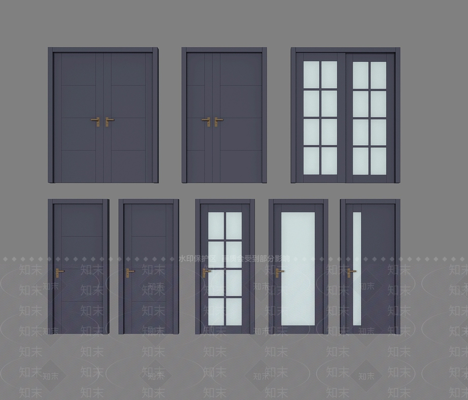 现代房门子母门推拉门3D模型下载【ID:1193228054】