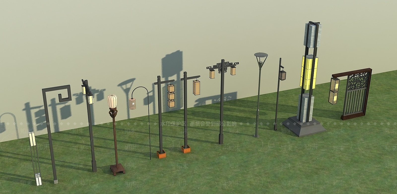 中式路灯景观灯3D模型下载【ID:1193229514】
