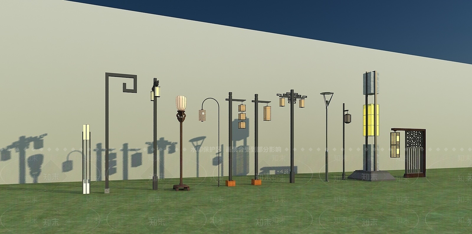 中式路灯景观灯3D模型下载【ID:1193229514】