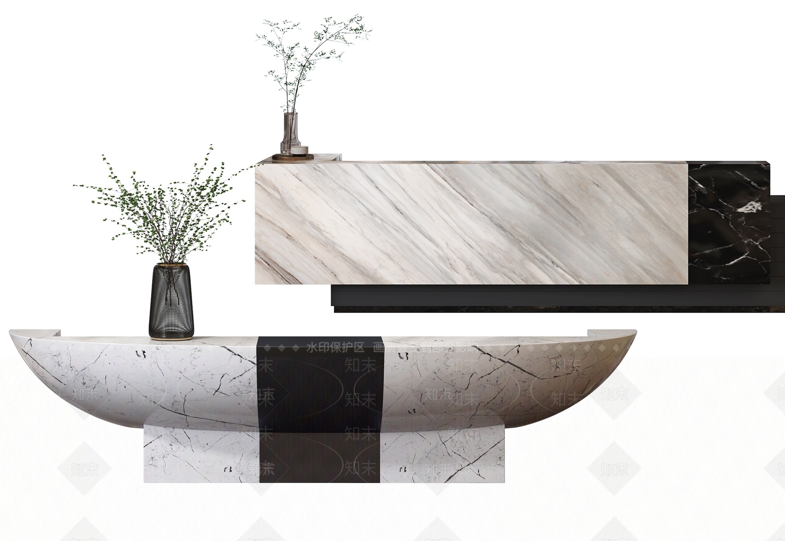 现代前台接待台组合3D模型下载【ID:1193232595】