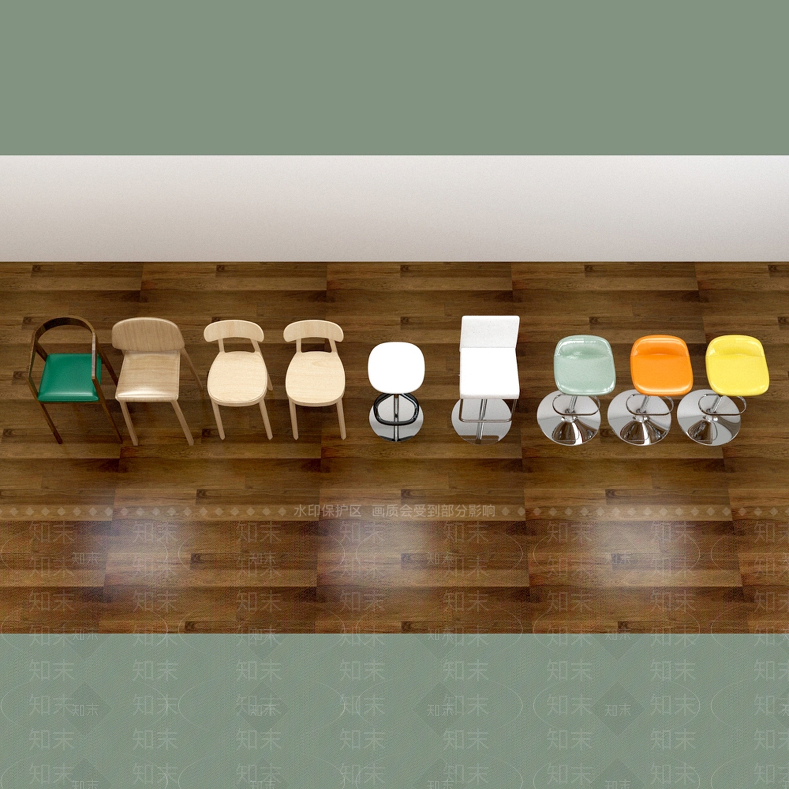 现代中式吧椅3D模型下载【ID:1193234654】