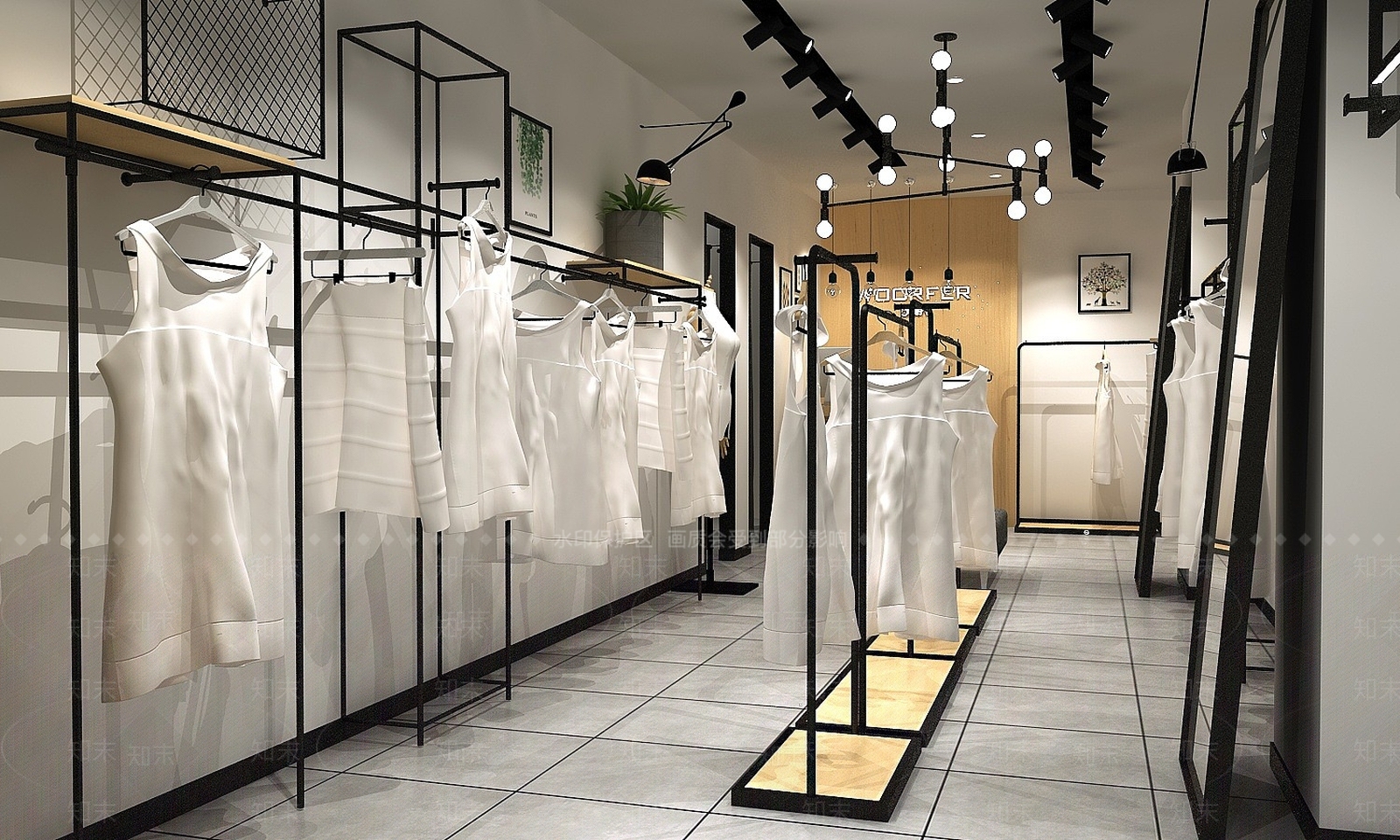 工业风服装店3D模型下载【ID:1193237086】