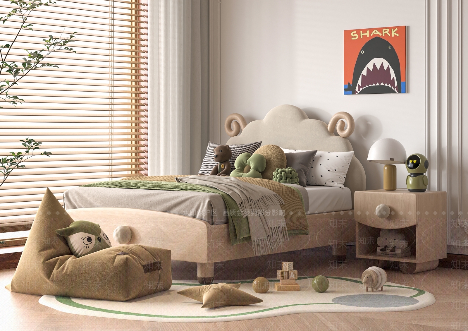 现代儿童床SU模型下载【ID:1193238818】
