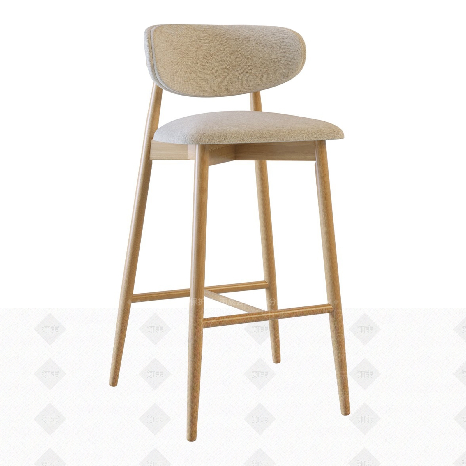 新中式原木吧椅3D模型下载【ID:1193249078】
