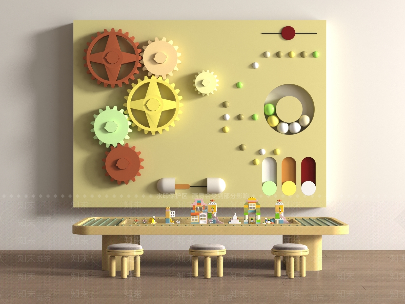 现代儿童桌椅SU模型下载【ID:1193251185】