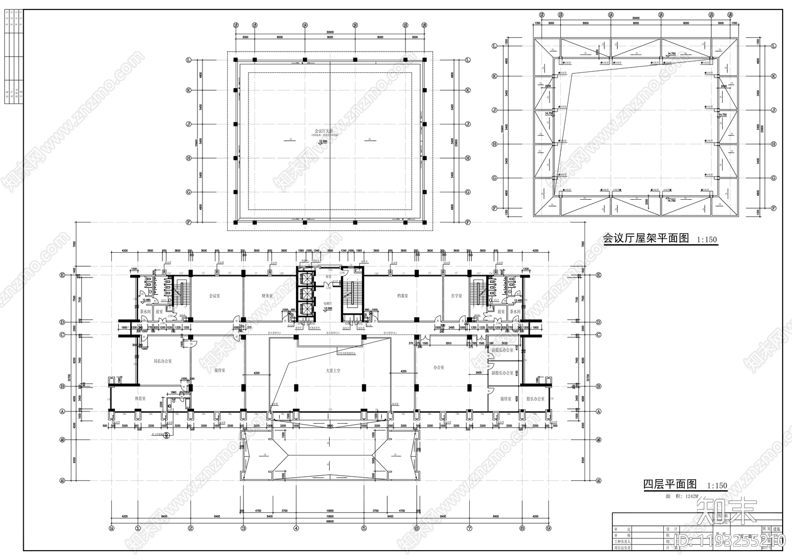 现代办公楼建筑cad施工图下载【ID:1193255210】